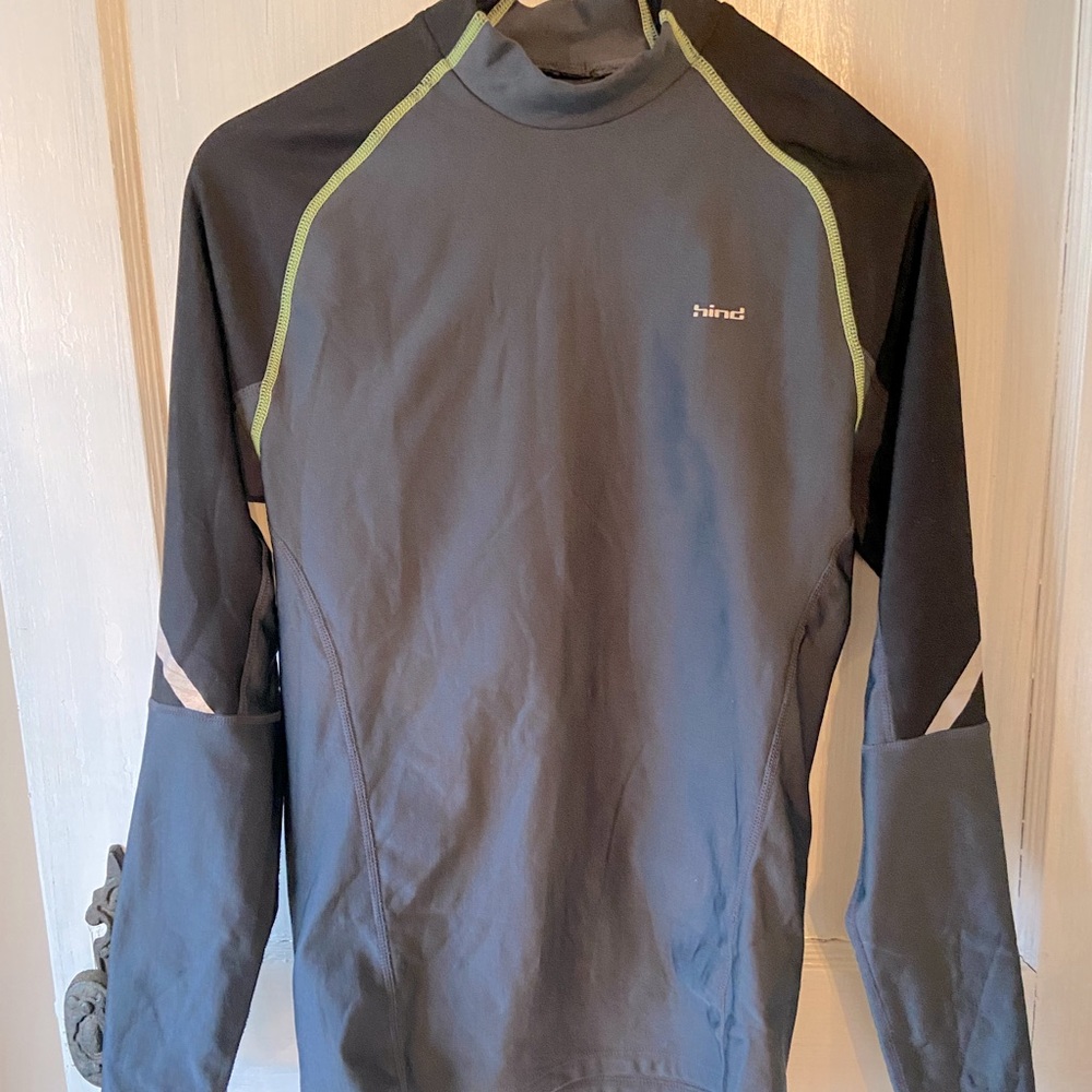 Hind Gray Black Long Sleeve Fleece Lined Insulated Running Shirt Reflectors S